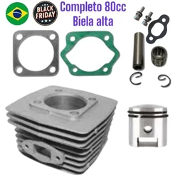 kit cilindro 80cc + juntas pra bicicleta motorizada biela alta + parafusos do escapamento