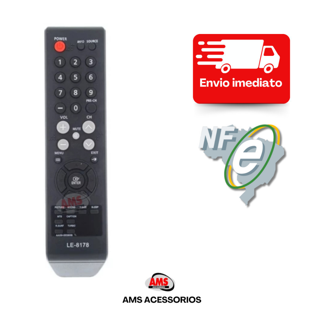 Controle Remoto Compatível Samsung Tv Slim Tubo Plasma AA59-00385B