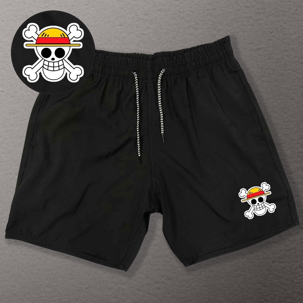 Bermuda Esportiva de Elastano Masculina - Luffy 01 - Academia Corrida Skate Basquete Otaku