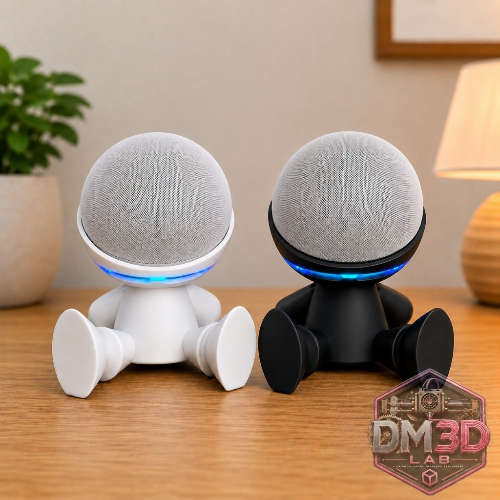Suporte Echo Dot 4 e 5 Alexa Robô Astronalta Sentado Base Decorativa Mesa Sala