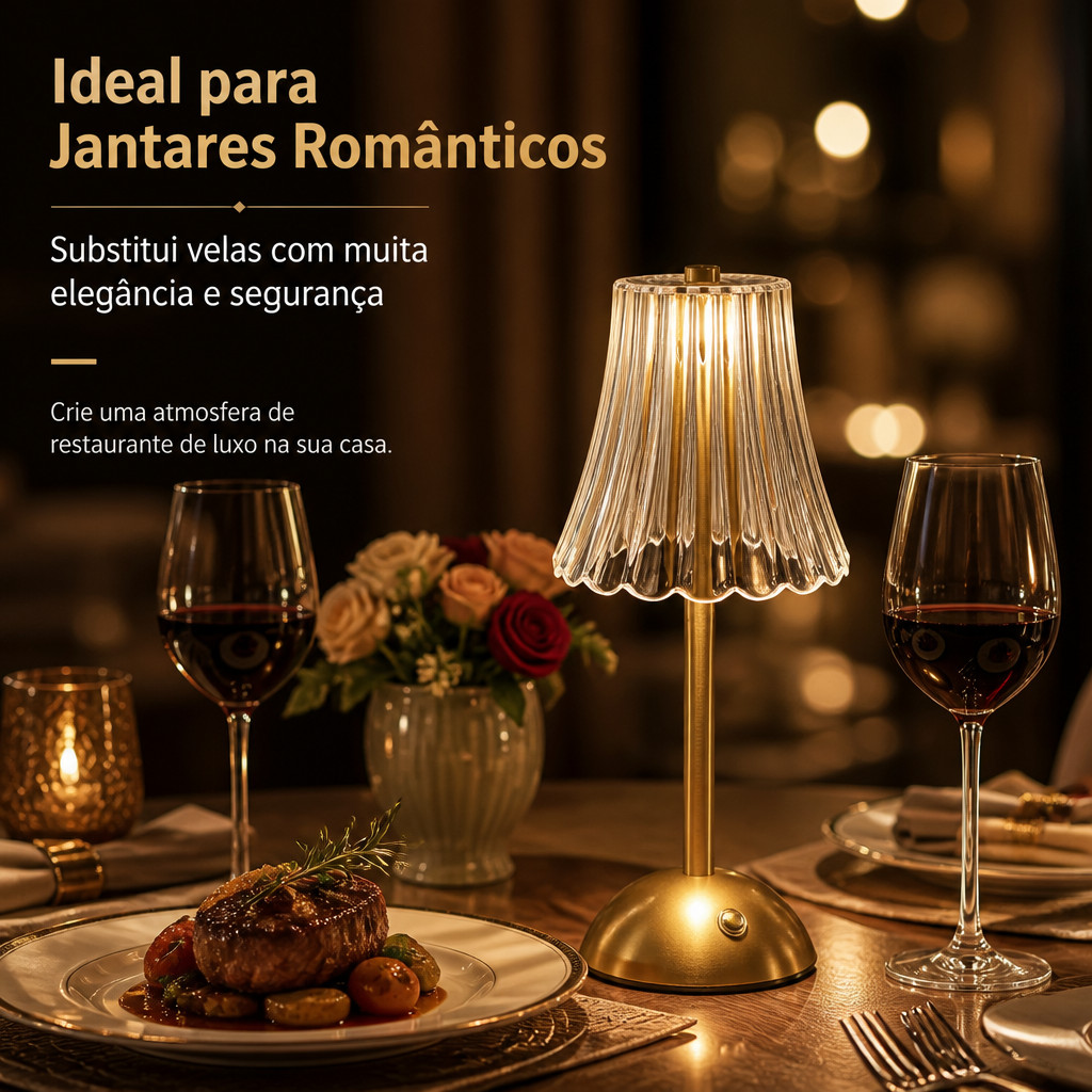 Luminária de Mesa Abajur de Acrílico com LED 3 Cores e Base Usb Dourada — foto 2