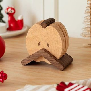 Coaster de madeira maciça bonito forma de maçã criativo decoração para casa Anti-escaldante isolamento térmico café coas