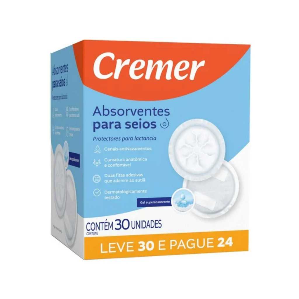 Absorvente Para Seios Cremer - 30 unidades
