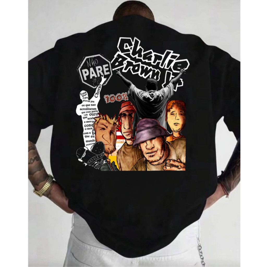 [Camiseta Premium em Algodão Puro]GXG Camiseta Over Masculina Chorão Charlie Brown Jr. Homenagem Eterno 100% Algodão