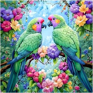 Kits de Arte com Diamantes AMORARS Bird para Adultos - Kit de Pintura com Diamantes 5D de Papagaio para Iniciantes, Pint