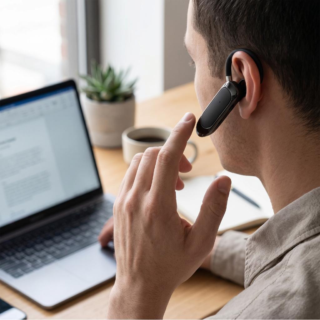 Fone de ouvido Bluetooth com microfone com cancelamento de ruído 5.1 sem fio para telefones celulares de trabalho e
