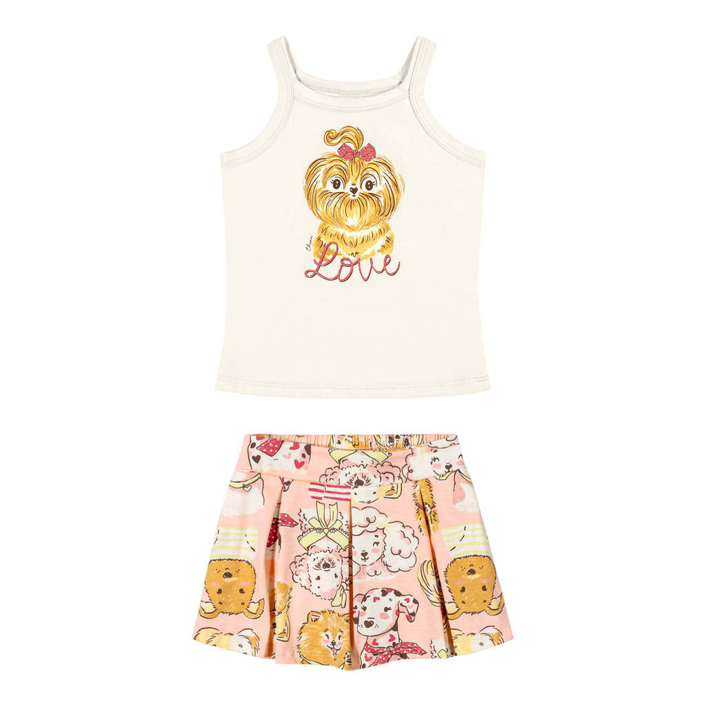 Conjunto Infantil Menina Dogs Glitter Elian Bege