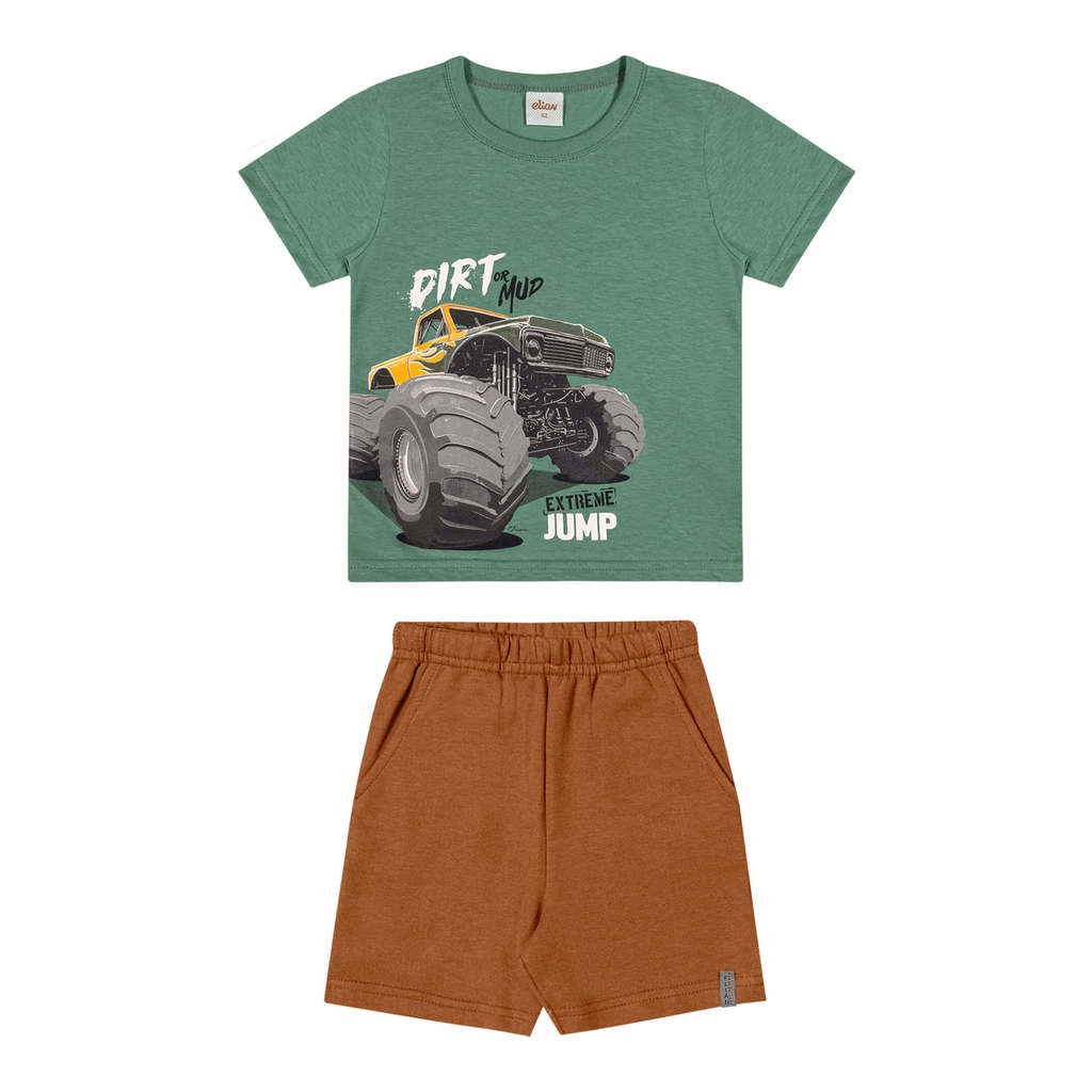 Conjunto Infantil Menino Monster Truck Elian Verde