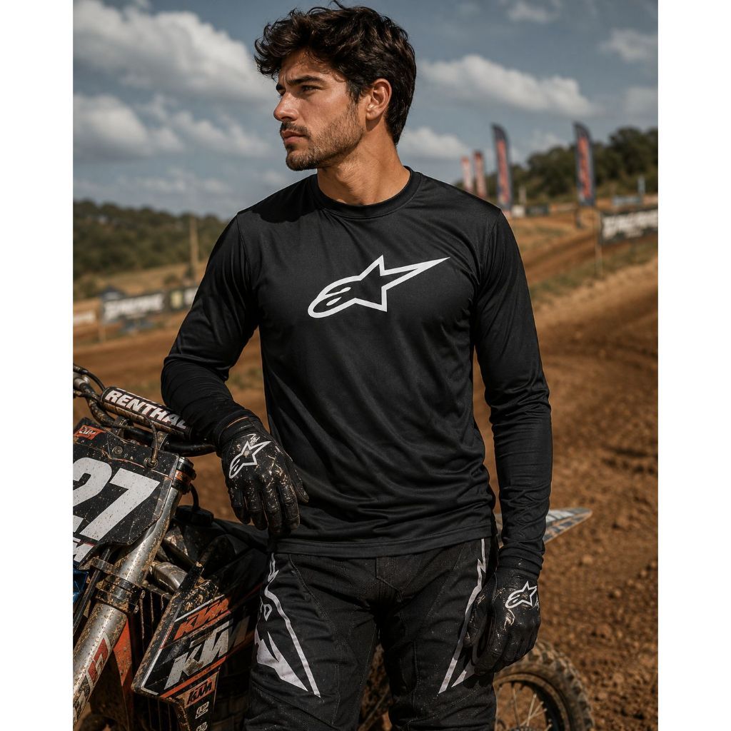 Camisa manga longa motocross com proteção uv