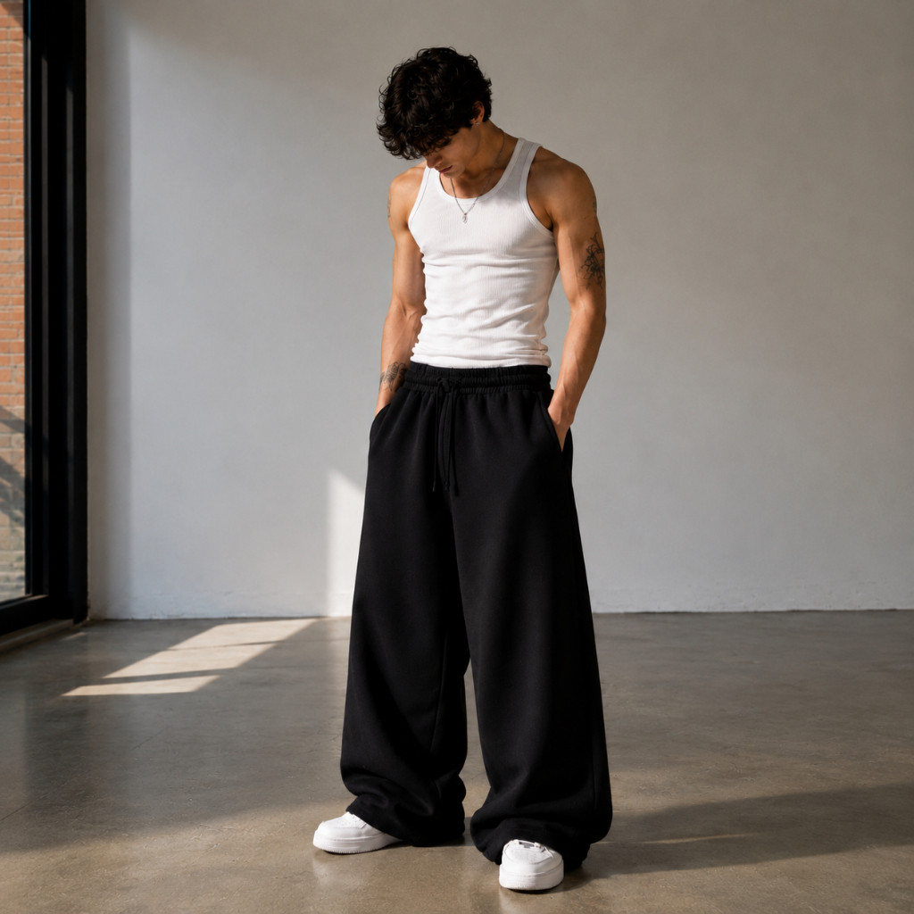 Lançamento Calça Baggy Moletinho Wide Leg Lisa Unissex Moda Streetwear Modelagem Oversized