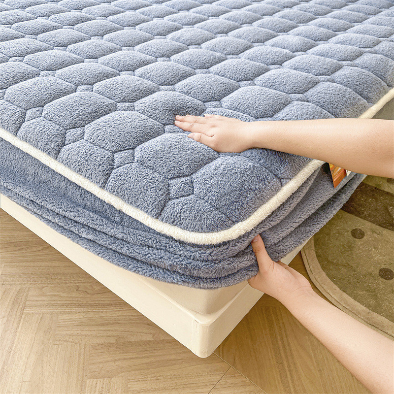 Lençol de lã de leite pelúcia engrossado acolchoado Coral velo capa de cama colchão capa protetora colchão com tudo incl
