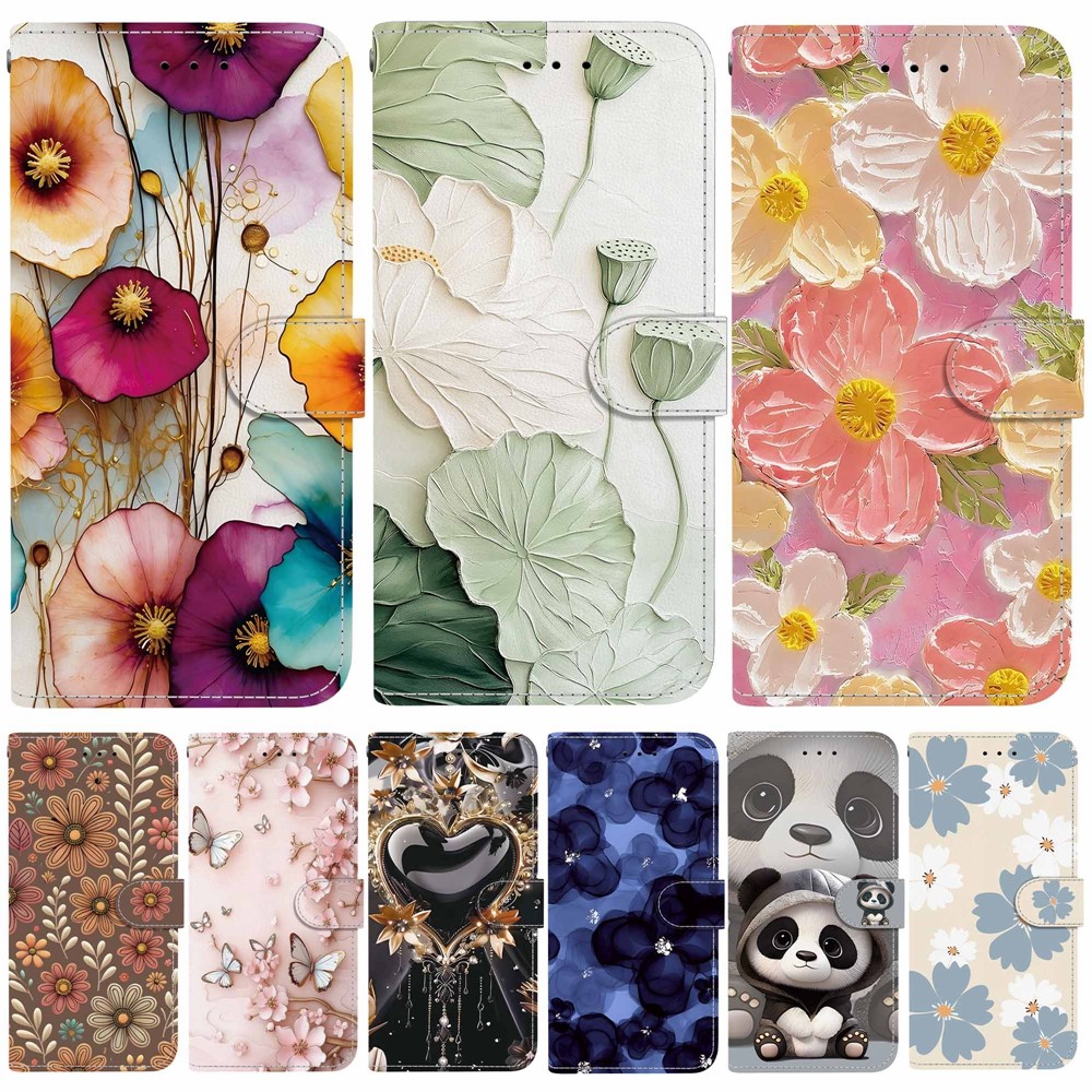 Capa De Telefone Flor 3D Para Funda Samsung Galaxy S26 Edge S25 Ultra S24 Plus S23 S22 S21 S20 FE Carteira De Couro Flip