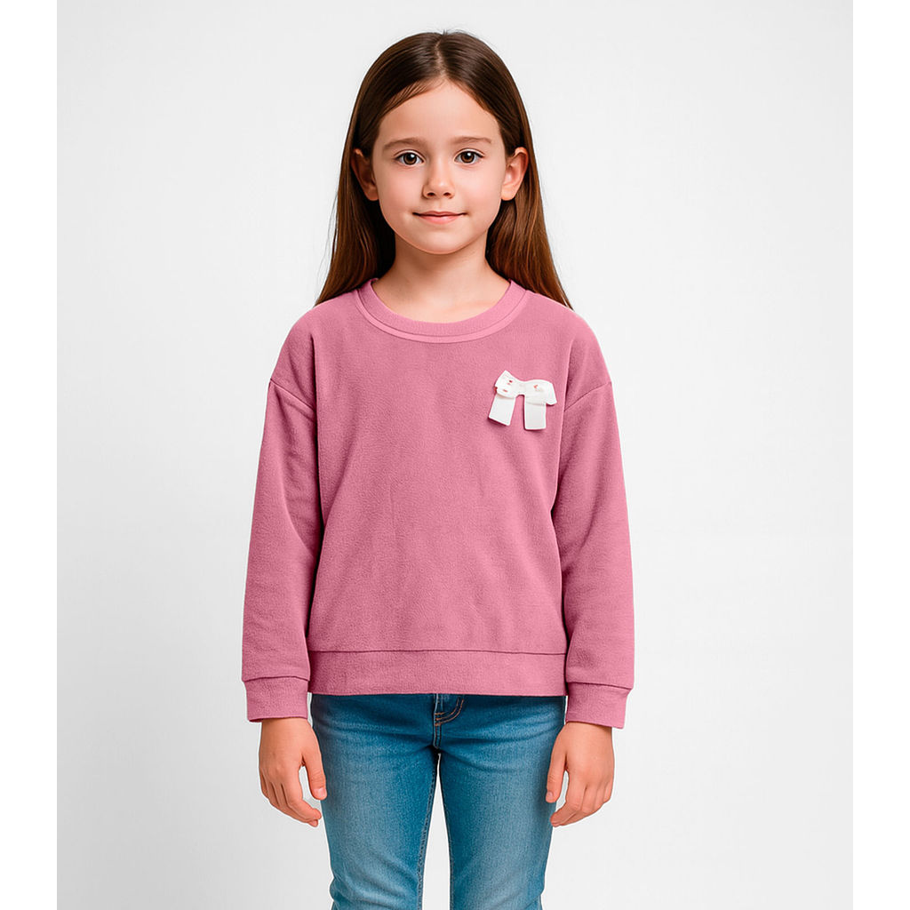 Moletom Infantil Menina Com Laço Infinita Cor Rosa