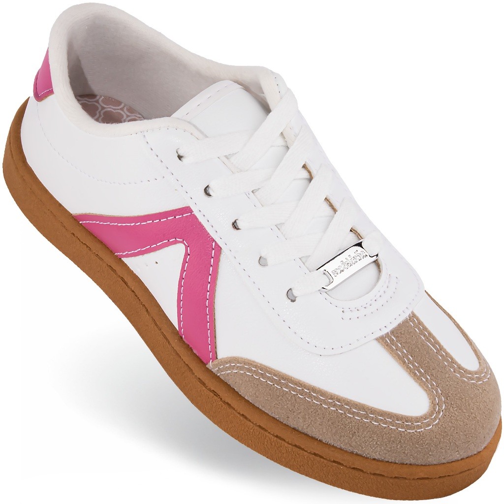 Tênis Molekinha Infantil Casual Menina Sneaker Fashion 2574 Branco e Rosa
