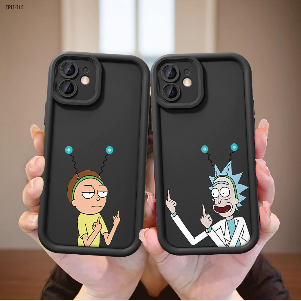 Capinha Capa Para iPhone XR 11 12 13 14 15 16 17 PRO MAX 14 15 16 PLUS Silicone À Prova de Choque Rick e Morty