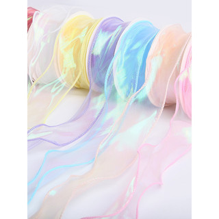 Fita de fio rabo de peixe nova fita de bolo colorida presente de dia das mães decoração fita onda fio borda fita