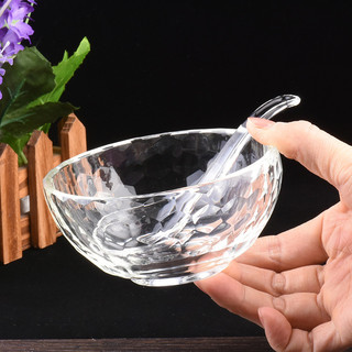 Tigela de cristal colher conjunto transparente ninho de pássaro tigela de vidro salada de frutas sobremesa tigela de sop