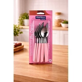 Conjunto Talheres New Caprese 12 Peças - Rosa