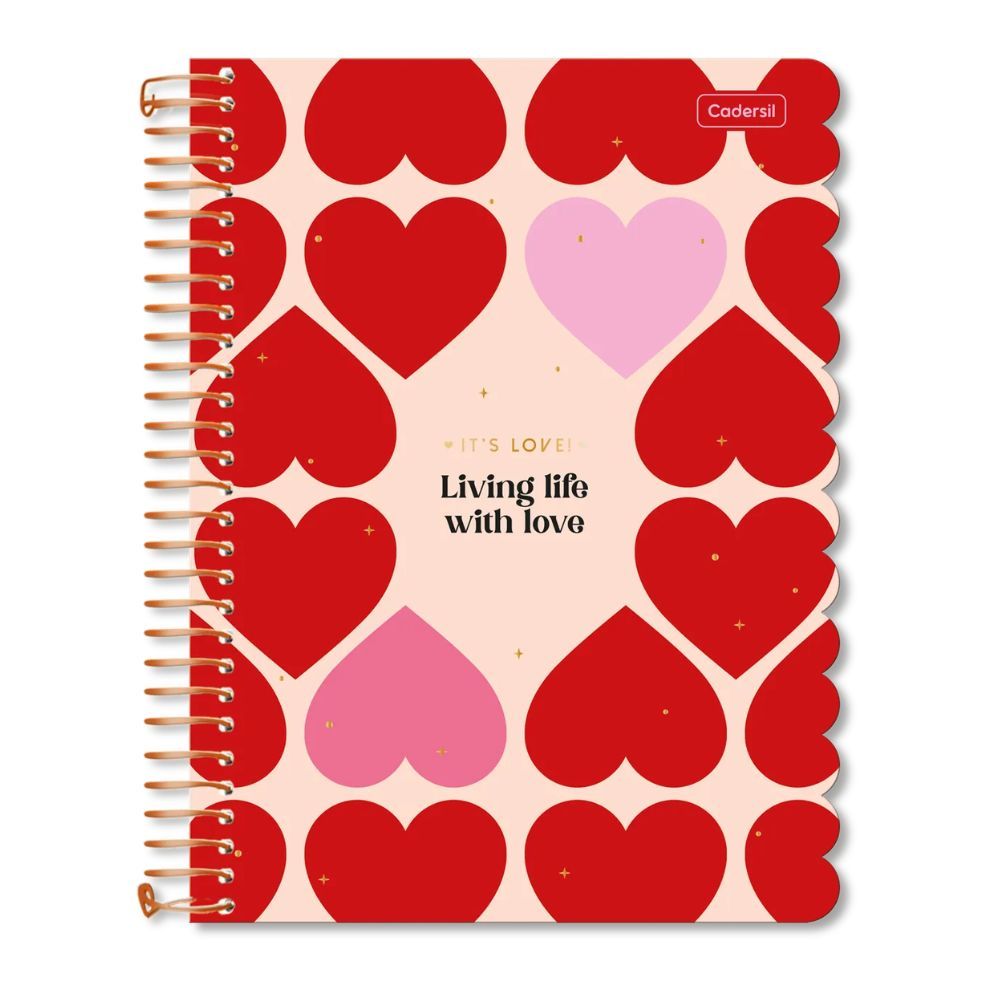 Caderno Colegial Cadersil It’s Love Com Fitilho Marca Páginas 63G 80FLS ILCT01