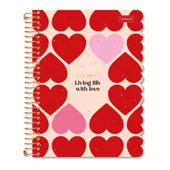Caderno Colegial Cadersil It’s Love Com Fitilho Marca Páginas 63G 80FLS ILCT01