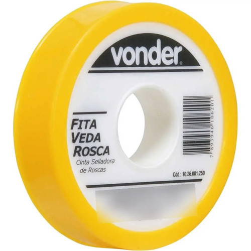 Fita Veda Rosca PTFE 18 Mm X 50 M Para Conexões Vonder