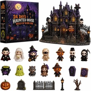 Calendário do Advento de Halloween Casa Assombrada 2026 – Calendário de Contagem Regressiva Assustadora de 24 Dias com S