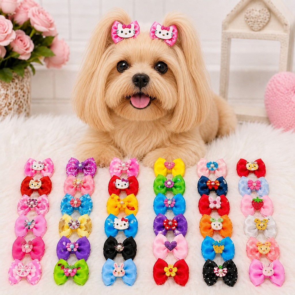 **Kit 30 Laços Pet para Cachorro Sortidos | Laços para Cães Acessórios Pet Shop Banho e Tosa**
