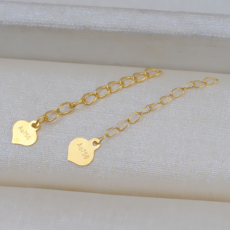 G18K ouro extensão corrente colar extensão AU750 ouro corrente cauda colar extensão corrente 2 e 2.5cm na moda 5022