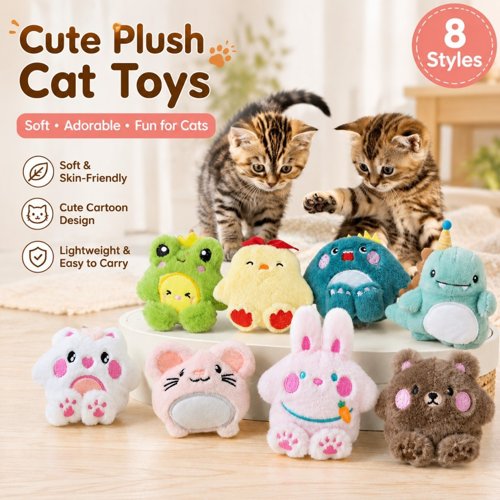 Brinquedo de Pelúcia para Gato, Brinquedo Interativo Macio para Filhotes, Brinquedo de Animal de Desenho Animado Fofo pa