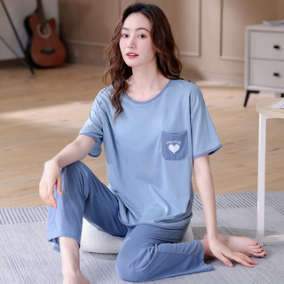 Fenteng Ke'an pijamas com almofadas no peito feminino verão estilo fino puro algodão calças de manga curta tamanho grand