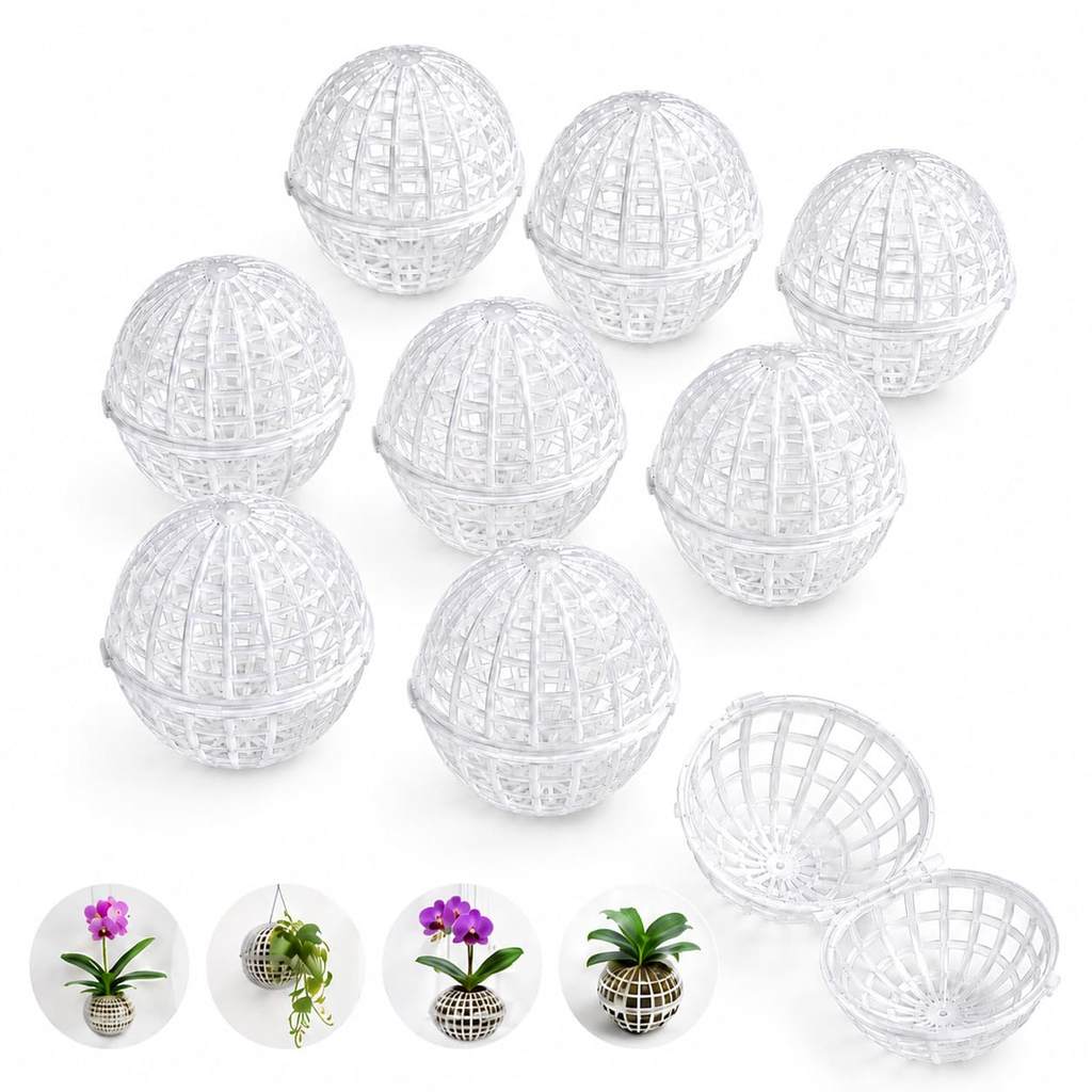 Kit 10 Vasos Bola Vazados 10cm para Orquídeas Suspensas