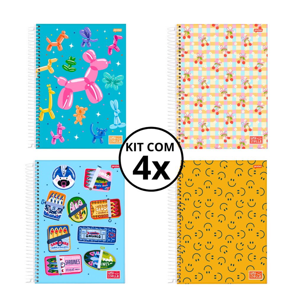 Kit 04 Cadernos Universitário 10 Matérias 160 Folhas Stella - Jandaia