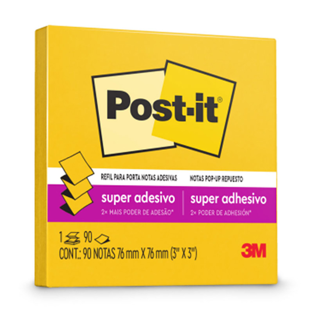 Bloco de notas super adesivas Post-it refil Amarelo Sol 76x76mm 90 folhas 3M