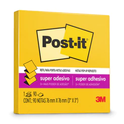 Bloco de notas super adesivas Post-it refil Amarelo Sol 76x76mm 90 folhas 3M