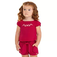 Conjunto Infantil Menina Manga Camponesa Colorittá Vermelho