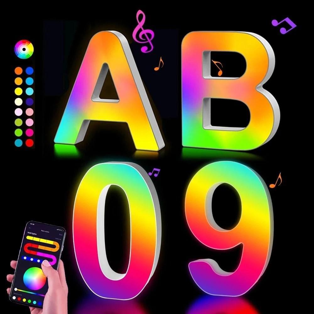 Luz De Letras LED , Do Alfabeto USB Com Letra De Nome , Aplicativo MeRGBW Smart Multicolor Plastic Number Lamp Home