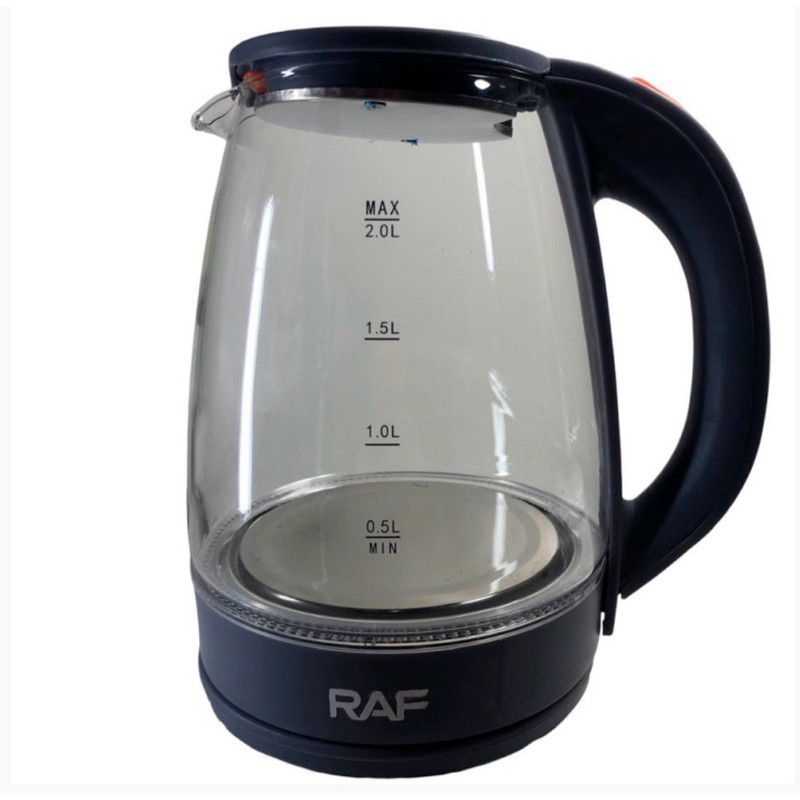 Chaleira Elétrica de Vidro RAF 2L 1500W Jarra Aquecedor de Água Base 360° Sem Fio Desligamento Automático 220V Café Chá