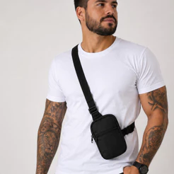 Shoulder Bag Mini Bolsa Transversal Pochete Para Celular Carteira Preta Unissex Masculina Feminina