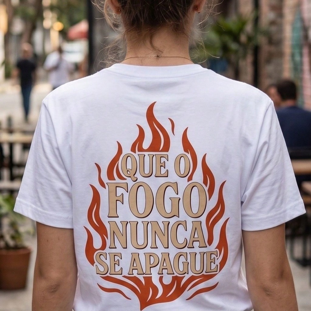 Camisa feminina estampa religiosa moda cristã Que o fogo camiseta 100% algodão casual básica confortável Lançamento
