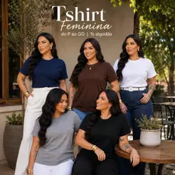 Camiseta Feminina T Shirt Básica Lisa 100% algodão P ao GG Premium Marrom Preto camiseta social