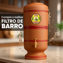 Filtro de Barro 4 Litros Completo Tradicional com Vela, Boia e Torneira Jaboticabal Bebedouro D'água