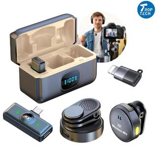 Microfone Lapela Redondo Imã Sem Fio Tipo C Preto Anti Ruído Duplo Mymotors Para Android E IOS-Trop