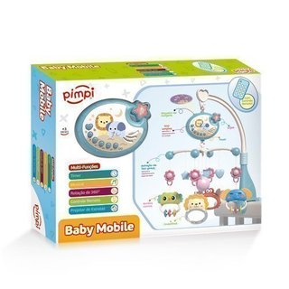 Mobile Musical Berço Bebê Controle Remoto Projetor Luz Estrelas Rotação 360 Pimpi