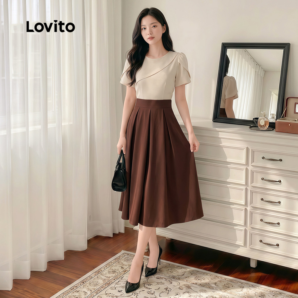 Lovito Elegante Vestido De Primavera/Verão Social Feminino Tecido Plissado L178ED2083 · foto 2
