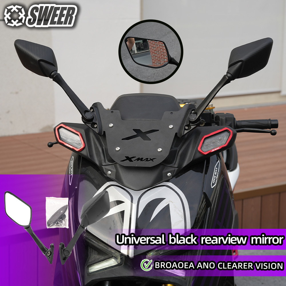 SWEER R3 Estilo Motocicleta Espelho Retrovisor Carbono Look Lateral Para Yamaha XMAX300 NMAX155 Dobrável