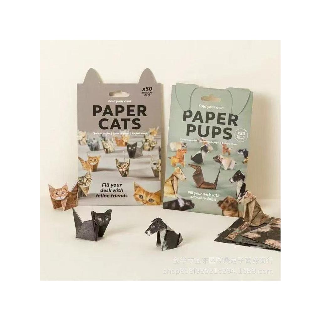 Criativo diy produto Semi-acabado geométrico origami gato e cão crianças artesanal dobrável Animal origami 50 folhas mai