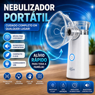 Nebulizador Inalador Portátil E Silenciosa Névoa Regulável Máscara Para Adultos E Crianças Bocal Bateria Recarregável