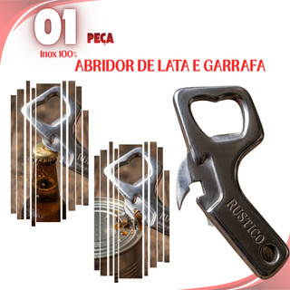Abridore de Garrafa Cervejas Inox Profissional 2 em 1 Abrir de Lata Multifuncional Utensilio