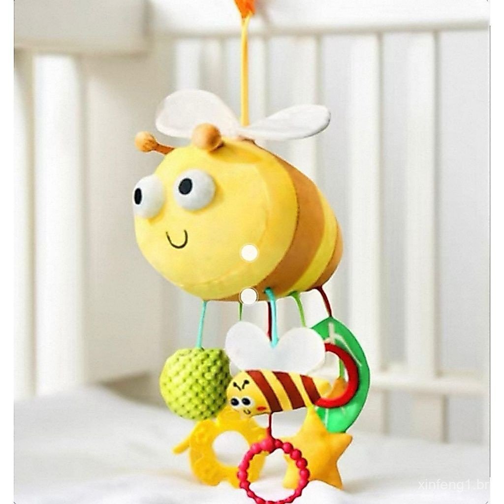 Brinquedo Sensorial Móvel Abelha de Pelúcia 9 em 1 com Chocalho, Mordedor e Espelho - Brinquedo para Crianças e Bebês AY