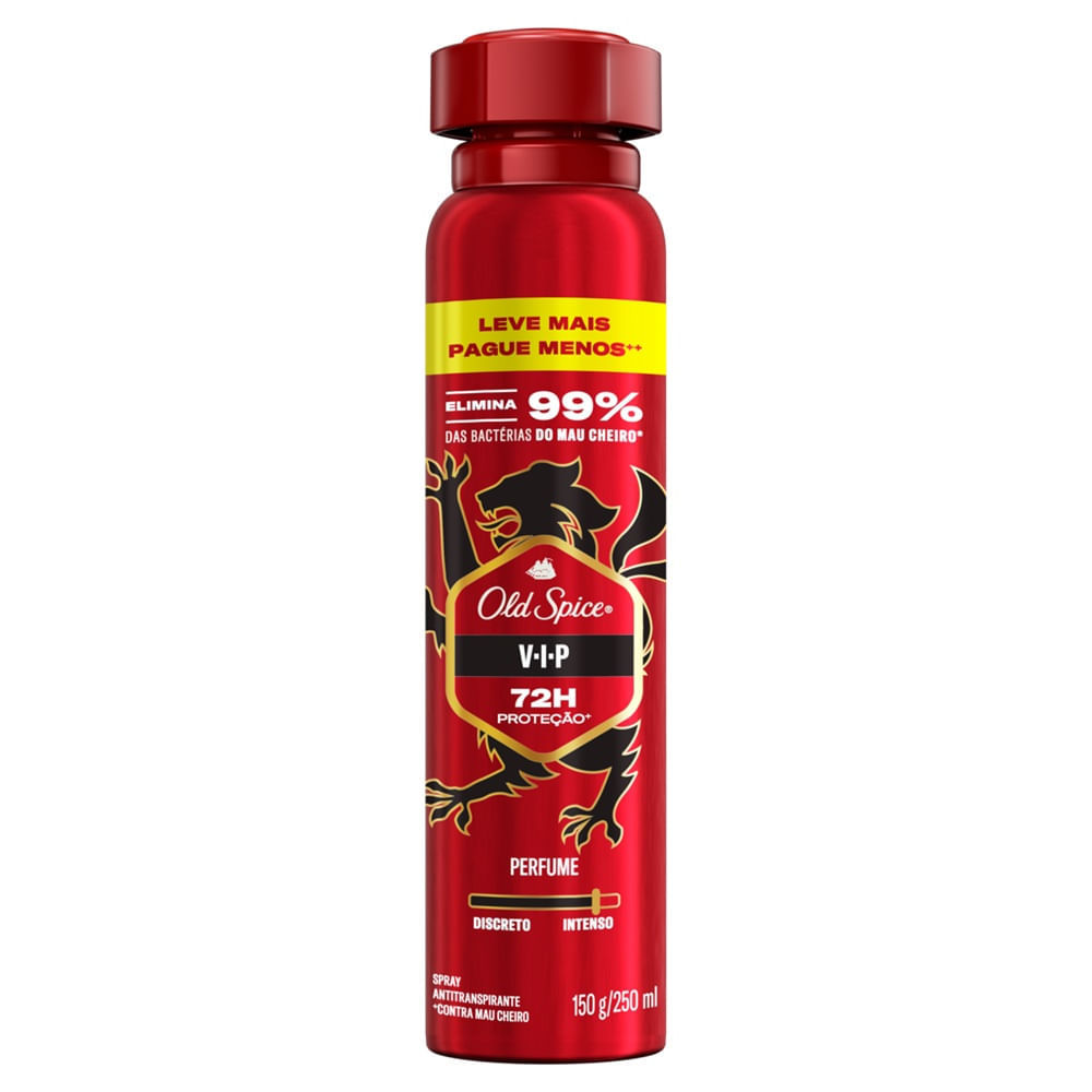 Desodorante Antitranspirante Spray VIP 72h Masculino Old Spice 250ml